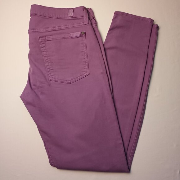 7 For All Mankind Jeans Size 32/14 The Skinny Low Rise Purple Color - Picture 1 of 10